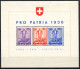 SUISSE - BLOC W 8 - PRO PATRIA 1936 - AVEC CHARNIERE - Blocks & Sheetlets & Panes