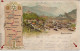 Bellinzona, Stazione, Gare, Carte De La Ligne Du Gotthard Zug - Chiasso, Lithographie, Litografia Künzli, Voyagée 1900 - Bellinzone