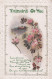 CL86.  Vintage Greetings Postcard. Flowers. Thinking Of You. Pink Roses - Flowers