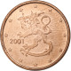 Finlande, Euro Cent, 2001, Vantaa, SUP, Cuivre Plaqué Acier, KM:98 - Finland
