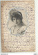 CARTE PHOTO NON IDENTIFIEE REPRESENTANT UNE FEMME GENRE GITANE  DANS UN MEDAILLON CERCLE D'UN METAL ARGENTE - A Identifier