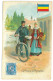 RO 52 - 21376 Flag, Carol I Stamp, POSTMAN, BIKE, Ethnic Woman, Litho, Romania - Old Postcard - Unused - Rumänien