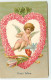 N°18279 - Carte Gaufrée - Love's Token - Ange Au Milieu D'un Coeur De Fleurs - Valentinstag
