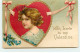 N°18276 - Carte Gaufrée - Clapsaddle - With Love To My Valentine - Portrait D'une Jeune Fille Dans Un Coeur - Valentijnsdag
