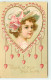 N°18248 - Carte Gaufrée - Clapsaddle - Think Of Your True Love - Portrait D"une Fillette Dans Un Coeur - Valentine's Day