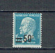 222 Pasteur 50 C. Sur 1,25 F. Bleu Charnière - 1922-26 Pasteur