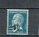 222 Pasteur 50 C. Sur 1,25 F. Bleu NOIR Luxe - 1922-26 Pasteur