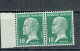 170 Pasteur 10 C. Vert Paire Bord De Feuille Luxe - 1922-26 Pasteur