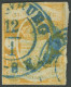 OLDENBURG 9 O, 1861, 1/4 Gr. Dkl`gelborange, Oben Links Minimal Berührt Sonst Farbfrisches Prachtstück, Fotoattest Pfenn - Oldenburg