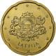 Lettonie, 20 Euro Cent, Large Coat Of Arms Of The Republic, 2014, SPL, Or - Letland