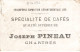 CHROMO #MK40692 JOSEPH PINEAU CHARTRES SPECIALITE DE CAFES FEMME FLEURS 1869 - Tè & Caffè