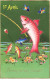 FETES #MK48889 1 ER AVRIL POISSON PECHEUR CANNE A PECHE OISEAUX - 1° Aprile (pesce Di Aprile)