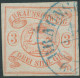 BRAUNSCHWEIG 3 O, 1852, 3 Sgr. Orangerot, Blauer K2 Von Braunschweig, Vollrandig, Pracht, Signiert, Mi. 350,- - Braunschweig