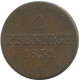 SAXONY 2 PFENNIG 1851 German States #DE10645.16.D.A - Sonstige & Ohne Zuordnung