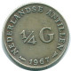 1/4 GULDEN 1967 ANTILLES NÉERLANDAISES ARGENT Colonial Pièce #NL11572.4.F.A - Antilles Néerlandaises