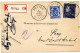 BELGIQUE - COB 426+529  SIMPLE CERCLE POTTES SUR CARTE POSTALE COMMERCIALE RECOMMANDEE, 1942 - Cartas & Documentos