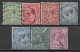 1912 GREAT BRITAIN Set Of 7 Used Stamps (Scott # 159-161,163,165,167) CV $23.20 - Gebraucht