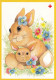 Postal Stationery - Rabbit With Baby Bunny - Happy Easter - Red Cross - Suomi Finland - Postage Paid - Postal Stationery