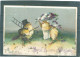 2 Cartes - Relief - Gaufrée - Embossed - Prage - Enfants Et Poussins - Ostern