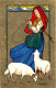 Carte 1906 Signée J R : Femme Des Pyrénées Qui Tricote : Mouton , Bélier - Personnages