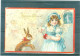 4 Cartes - Relief - Gaufrée - Embossed - Prage - Lapin - Ostern