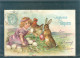 4 Cartes - Relief - Gaufrée - Embossed - Prage - Lapin - Ostern