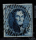 COB 4, Bleu, Papier Mince, 4 Marges, Obliteration Aureolee, Un Voisin, VAL COB 70 EUR - 1849-1850 Medallions (3/5)