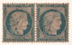 1873 - Cérès 25c.bleu (type II) - Paire - GC447 Bergerac (23) - YT 60B (cote 120€) - 1871-1875 Cérès