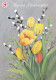 Postal Stationery - Easter Flowers - Tulips & Willows - Red Cross - Suomi Finland - Postage Paid - Postwaardestukken