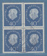 Berlin Heuss-Medaillon 40Pfg Mi.-Nr. 185 Viererblock O Geprüft SCHLEGEL BPP.  - Used Stamps