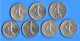 FRANCE . 1/2 FRANC . SEMEUSE DE ROTY . 1971, 1970, 1974, 1975, 1995, 1996, 2000 . LOT DE 7 PIÈCES - Réf. N°291B - - 50 Centimes