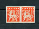 Lithuania 1940 Mi. 442U Sc 322 Imperforated Without Gum As Issued Pair MNH** - Lituanie