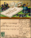 Glückwunsch Geburtstag Birthday Feilchen Brief Goldprägekarte 1908 - Anniversaire