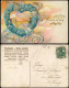 Ansichtskarte  Neujahr Sylvester New Year Blumenherz - Goldprägekarte 1903 - Nieuwjaar