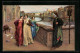 Künstler-AK Florenz, Dante Und Beatrice Treffen Sich Bei Einem Spaziergang Am Arno  - Schrijvers