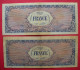1944 Lot De 2 Billets 100 Francs France Libération éditeur USA Pour Les Alliés Dos Scanné  Bon état - Documentos