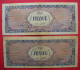 1944 Lot De 2 Billets 100 Francs France Libération éditeur USA Pour Les Alliés Dos Scanné  Bon état - Dokumente