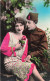 FANTAISIE - Couple - Soldat Avec Sa Compagne - Bouquet De Fleurs - Colorisé - Carte Postale Ancienne - Other & Unclassified