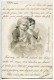 Pionnière Style Viennoise Noir Et Blanc Ecrite à Eyrans (Gironde) En 1903 * Couple Enfants Goût Du 18e Siècle Eventail - 1900-1949