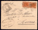 1896 24 GEN COPPIA DEL  C.20 DENTELLATURA SPOSTATAIN ALTO SASS.61 "EFFIGIE DI UMBERTO I,STEMMA"USATO SU BUSTA   DA  CAST - Poststempel