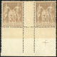 * 80 - 30c. Brun-jaune. Paire Inter-panneau. Bas De Feuille Avec Croix De Repère. Centrage Parfait. SUP. - 1876-1878 Sage (Type I)