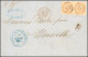 Obl. INDE - PONDICHERY. Timbres De Colonies Générales N° 5. Paire Du 40c. Aigle S/lettre Frappée Du Grand Cachet BUREAU  - Autres & Non Classés