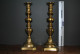 2 Anciens Bougeoirs Néogothiques En Cuivre Ou Laiton Doré (H 29 Cm) - Luminaire Candélabre Chandelier Bougie Bronze  - Candelabri E Candelieri