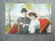 Cpa Couleur Couple Voiture Ancienne Automobile Chapeau 1907 Envoyée à Gemmenich - Voitures De Tourisme