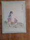 Peinture Sur Soie  XX E  Peinte A La Main En Chine - Signee -  Jeune Fille - Jeux D'enfant - Arte Asiático