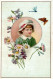 CHROMO HOTEL CAFE MEDARD PORTRAIT DE FILLETTE ENTOURE DE FLEURS PAPILLON ET LIBELLULE - Other & Unclassified