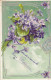 CARTE FANTAISIE. CPA GAUFRÉE. ILLUSTRATION. FLEURS BOUQUET DE VIOLETTES. " REMERCIEMENTS " ;ANNÉE 1905 + TEXTE - Other & Unclassified