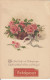 CN39.Vintage German Greetings Postcard. Feldpost, 1918. Basket Of Pink Roses. - Flowers