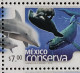 MEXICO 2005 $7 SEA MAMMALS Blk. 6, One With Blue Line Below Whale Flaw, Rare Ptg. Var. MNH Unm. - Mexiko