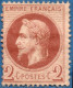 France 1862  2 C Mh, Heavy Hinge - 1863-1870 Napoléon III Lauré